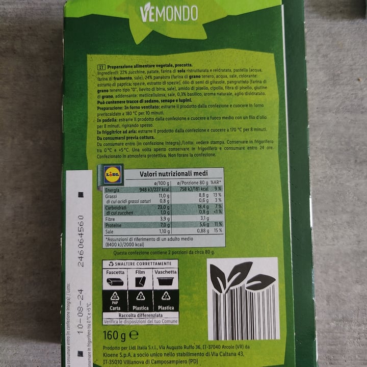 photo of Vemondo Crocchette Di Verdure Con Zucchine E Basilico shared by @felv on  10 Aug 2024 - review