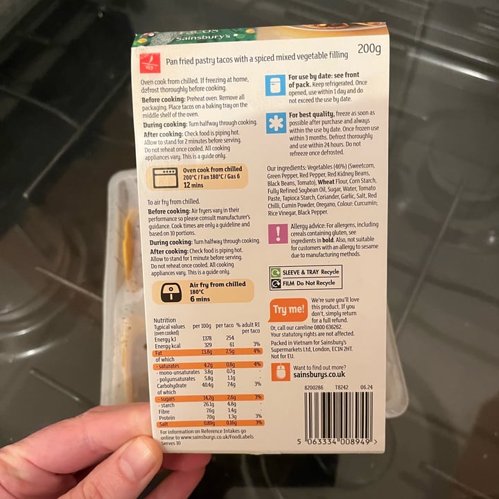 photo of Sainsbury's 10 Crispy Mini Mexican Inspired Vegetable Tacos shared by @ameriamber on  25 Aug 2025 - review