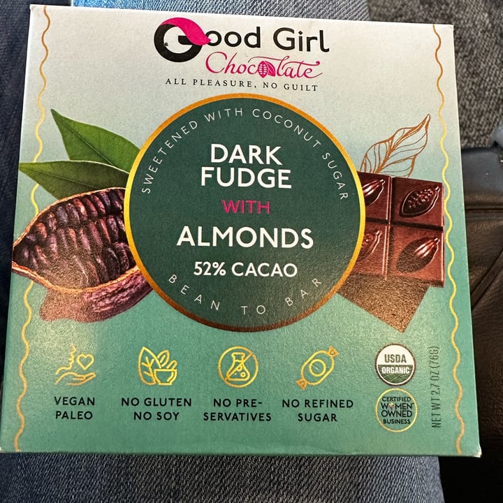 photo of Good Girl Chocolate Dark Fudge with Almonds shared by @yvegan80 on  25 Oct 2023 - review