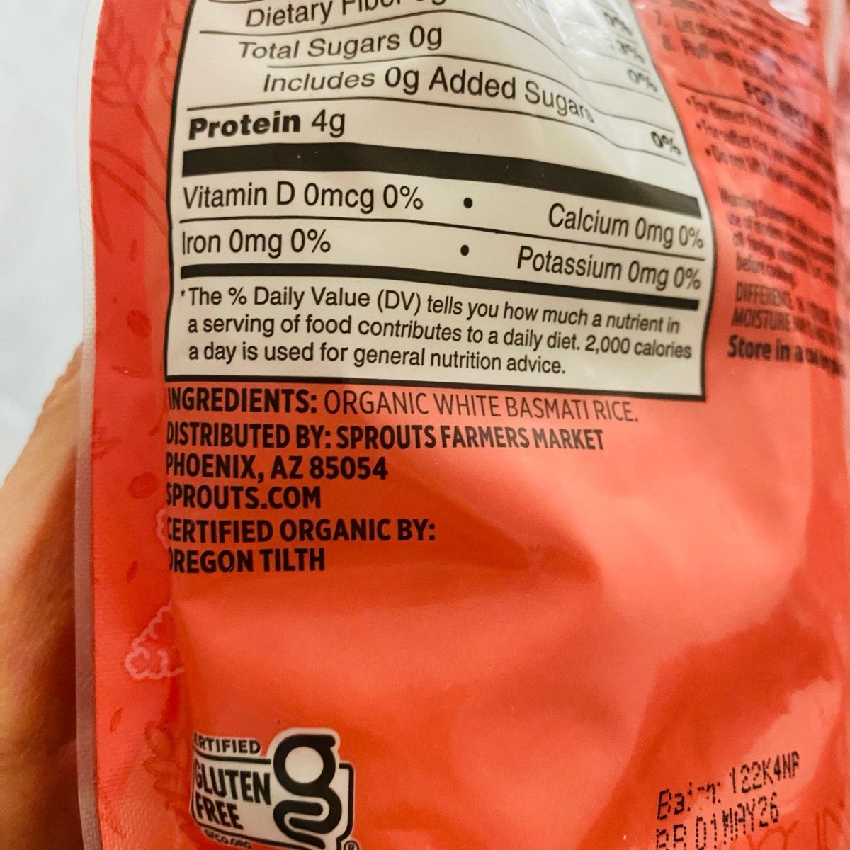 Organic Basmati White Rice from Sprouts Farmers Market - Vegan Product ...