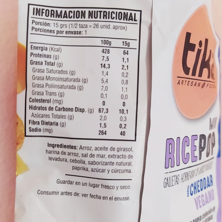 photo of Tika Artesan Foods Mini RicePop sabor Cheddar Vegano shared by @nekrochan on  13 Oct 2023 - review