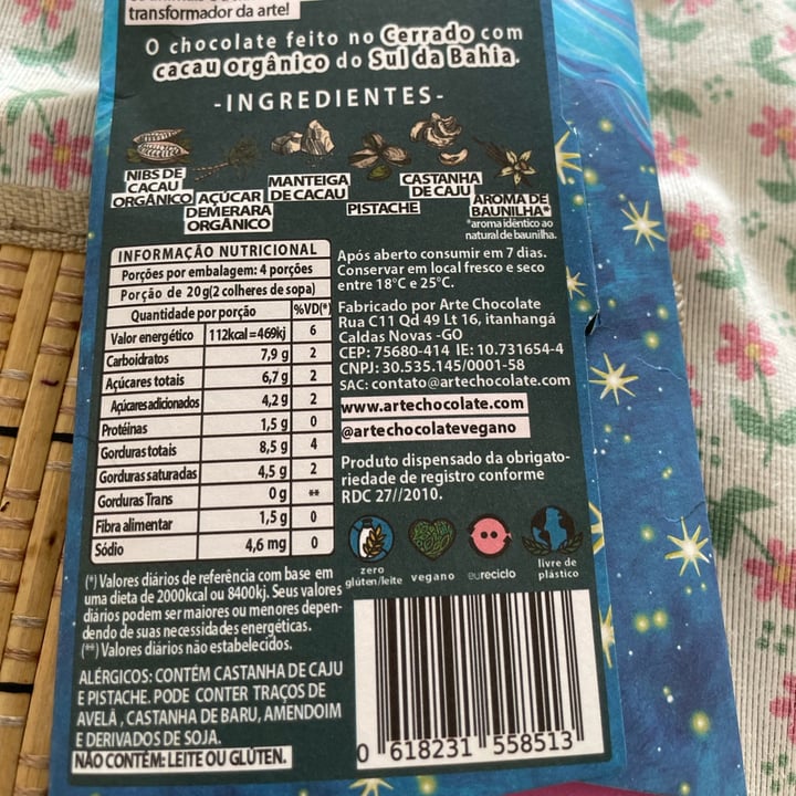 photo of Arte Chocolate 60% Cacau com Pistache shared by @deborahdevi on  27 Jun 2024 - review