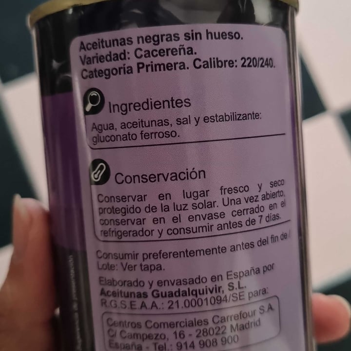photo of Carrefour Aceitunas negras sin hueso shared by @amparodegata on  17 Sep 2023 - review