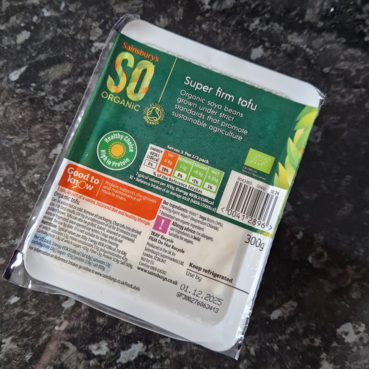photo of Sainsbury's so organic Super firm tofu shared by @teae on  08 Oct 2025 - review