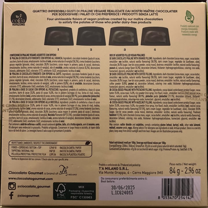 photo of Cioccolato Gourmet ciocovegan 12 Praline Vegane Con 4 Morbidi Ripieni shared by @giulz on  21 Feb 2025 - review