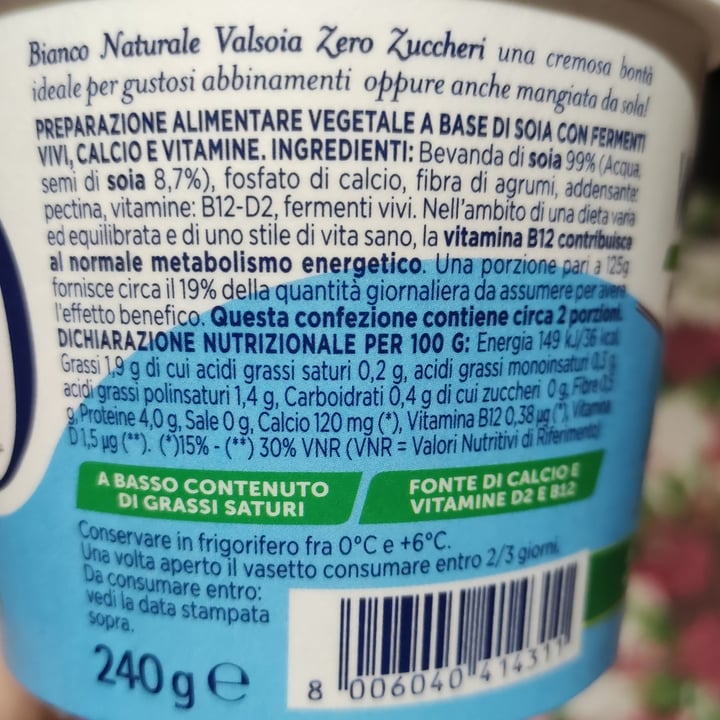 photo of Valsoia yogurt bianco naturale zero zuccheri shared by @paola96 on  31 Jan 2024 - review