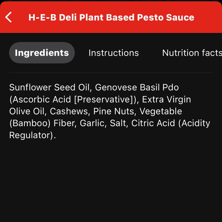photo of H-E-B H-E-B Deli Plant Based Pesto Sauce shared by @elenaguijarro on  24 Jun 2024 - review