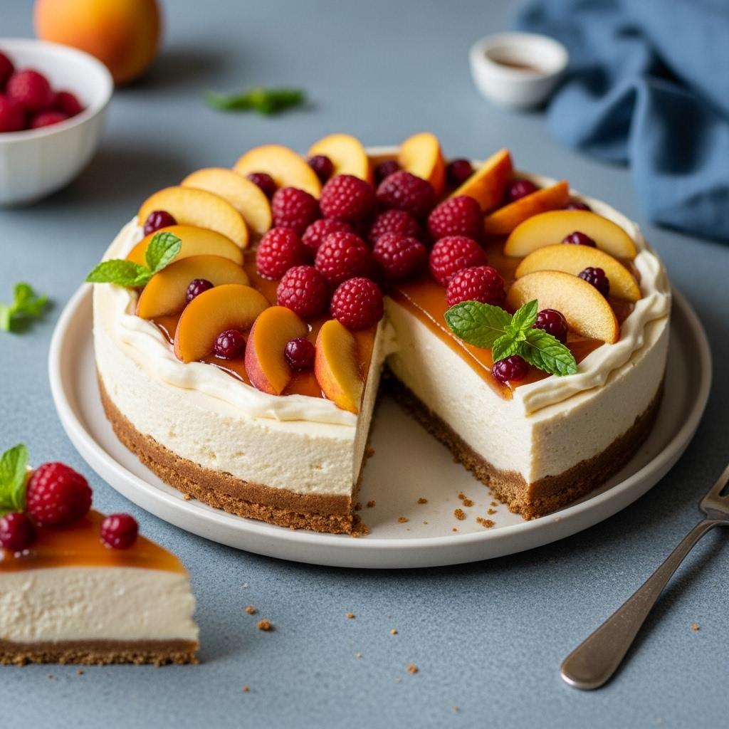 Vegan Peach Cheesecake