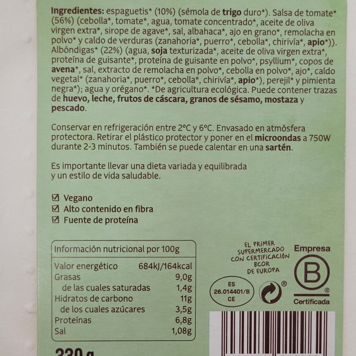 photo of Veritas Albondigas Veganas Con Espaguetis Eco shared by @fivefeetvegan on  05 Mar 2025 - review