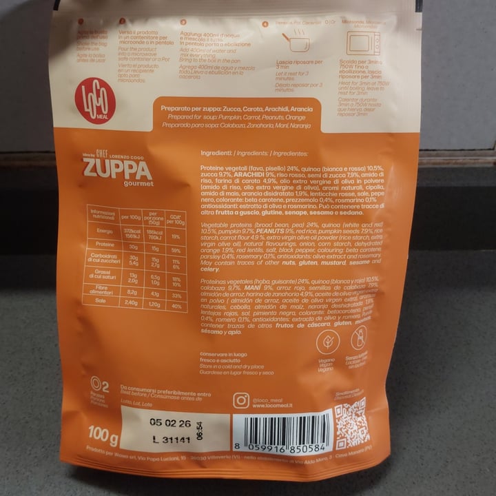 photo of Loco meal Zuppa Gourmet Zucca Carota Arachidi Arancia shared by @chiaraveg on  22 Jun 2025 - review