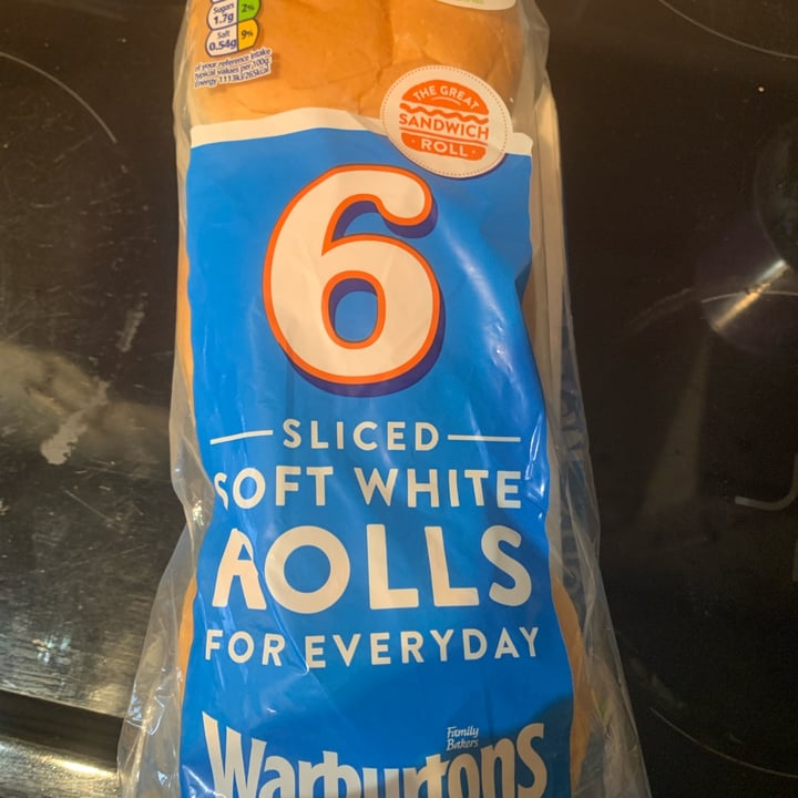 photo of Warburtons 6 Sliced soft white rolls shared by @onehungryvegan on  06 Jan 2024 - review