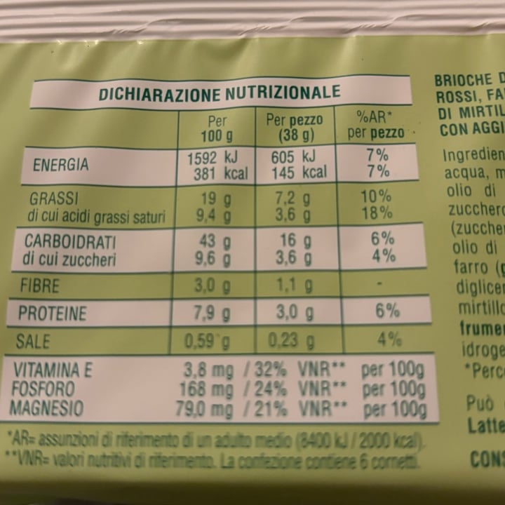 photo of Mulino Bianco Cornetti con Mirtilli Rossi, Farina di Farro Integrale e Semi di Mirtilli Rossi shared by @fabrizio71 on  29 Jun 2024 - review