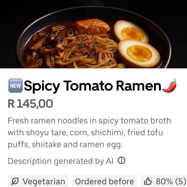 Photo of the dish “spicy tomato ramen”