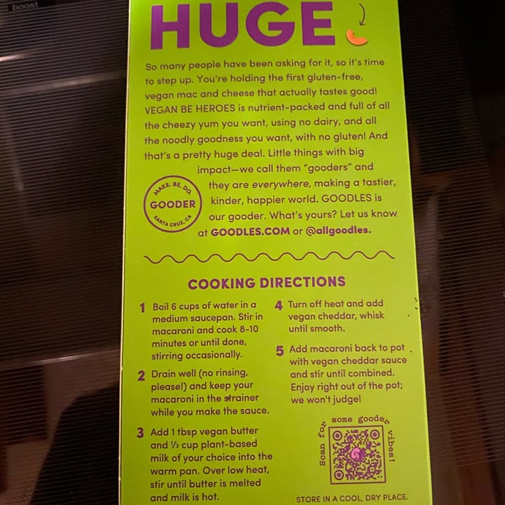 photo of Goodles Vegan be Heroes, chedder gluten free mac and cheese shared by @friendlyvegan on  25 Sep 2024 - review