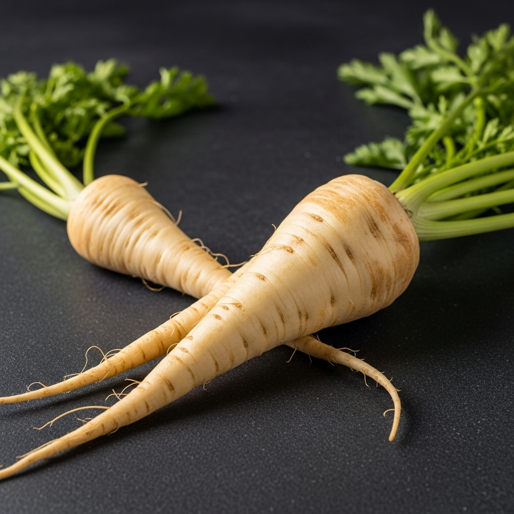 A large, beautiful, and clean fresh parsnip, showcasing its quality.