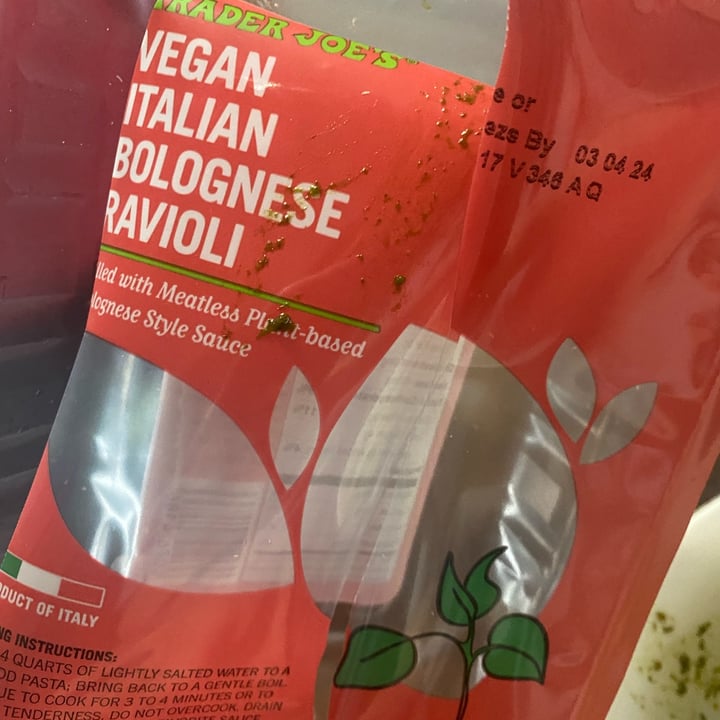 photo of Trader Joe's Vegan Italian Bolognese Ravioli shared by @herbinspire on  26 Feb 2024 - review