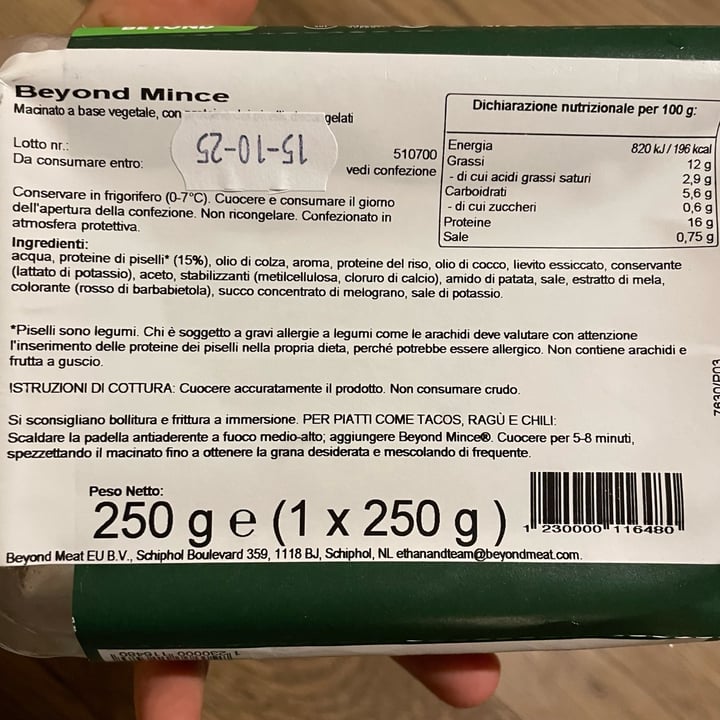 photo of Beyond Meat Beyond Mince shared by @antonellaboschi on  10 Oct 2025 - review