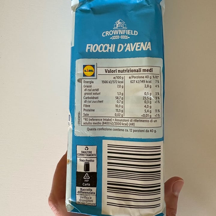 photo of Crownfield Fiocchi d’avena integrale shared by @silviamitidieri on  21 Sep 2025 - review