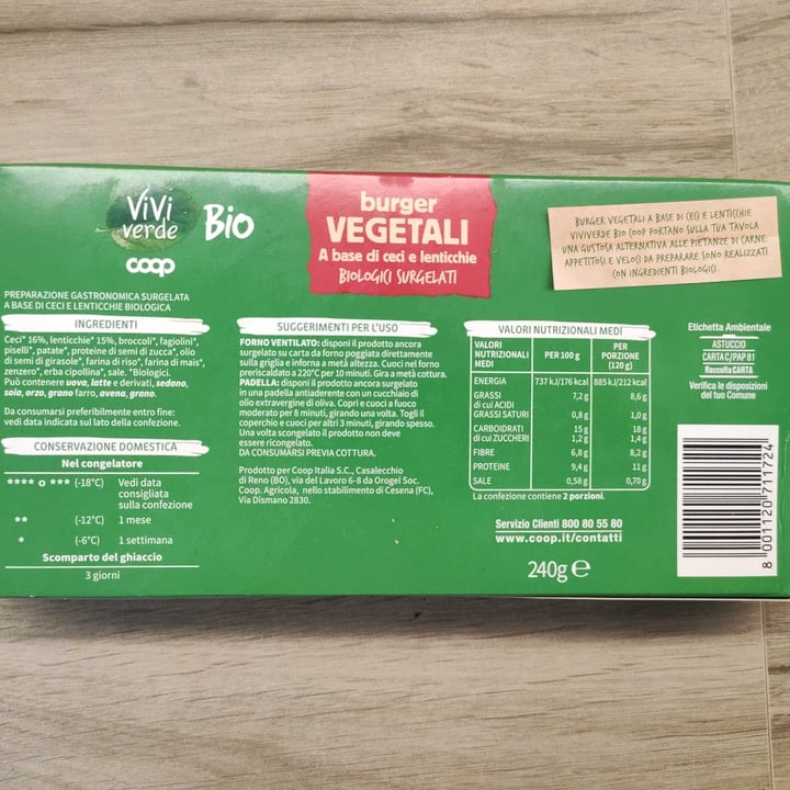 photo of Vivi Verde Coop burger vegetali A Base Di Ceci E Lenticchie shared by @dontinella on  08 Apr 2025 - review