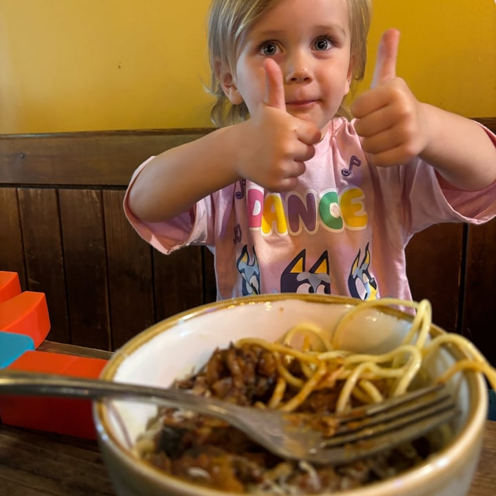 photo of The Sound Lounge Spag Bol with garlic butter greens & salad shared by @vegansuttonmama on  09 Aug 2025 - review