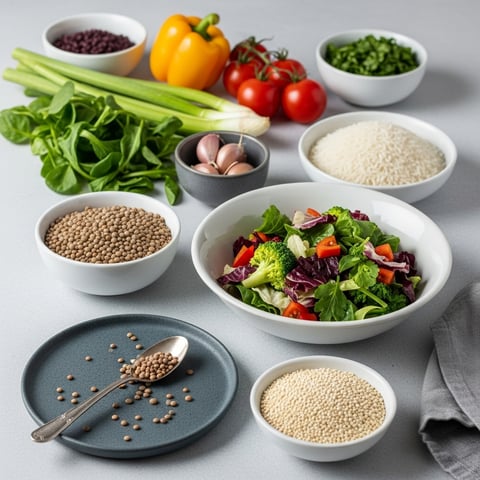 Hearty Vegan Lentil & Quinoa Salad: Easy, Gluten-Free Meal Prep with Creamy Tahini Dressing