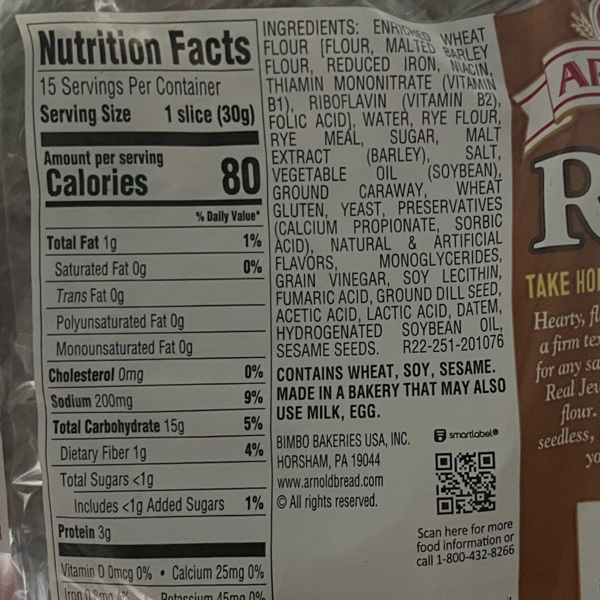 Arnold Jewish Rye Pumpernickel Bread Reviews abillion