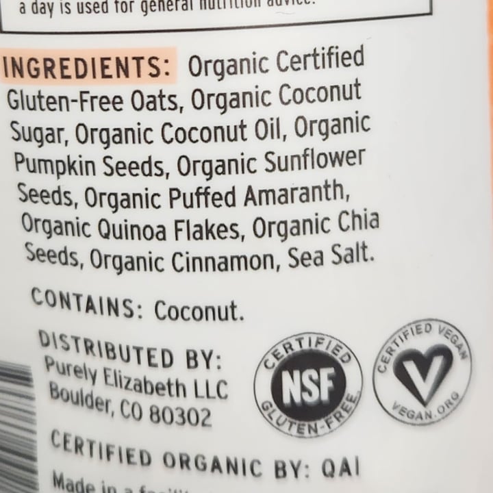 photo of Purely Elizabeth Pumpkin Cinnamon Ancient Grain Granola shared by @brtjohns on  27 Sep 2025 - review
