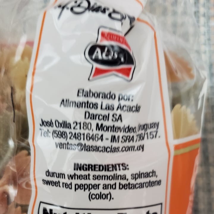 photo of Las Acacias Pasta de Trigo Duro con Vegetales - Corbatita shared by @vrgvegana on  10 Jul 2024 - review