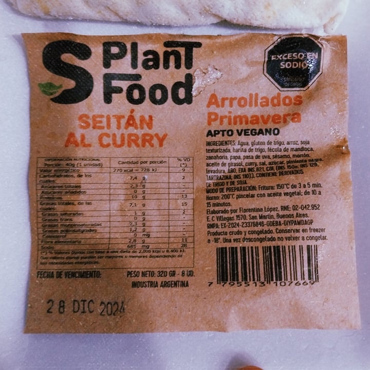 photo of S plant food Arrollados Primavera Seitan al Curry shared by @nanicuadern on  31 Aug 2024 - review