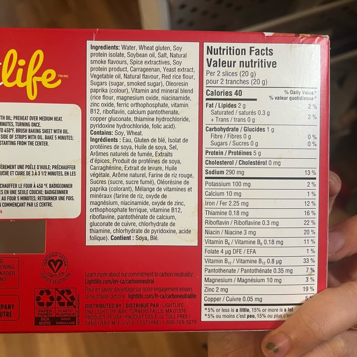 photo of Lightlife Smart Bacon Plant-Based Bacon shared by @snowy27 on  16 Apr 2024 - review