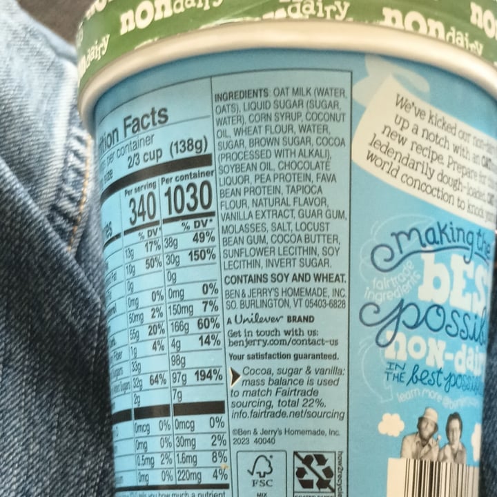 photo of Ben & Jerry's "Milk" & Cookies Non-Dairy Frozen Dessert shared by @quadantics on  07 Jul 2024 - review