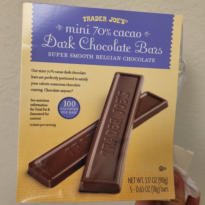 Trader Joe's Mini 70 Cacao Dark Chocolate Bars Review abillion
