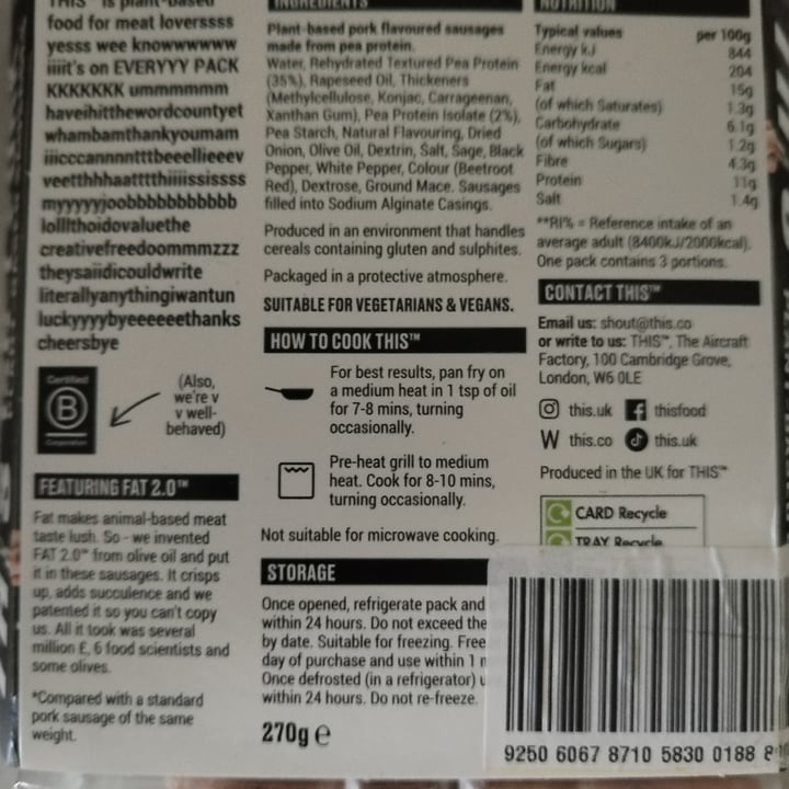 photo of THIS This Isn’t Pork Sausages shared by @xvxsxexvx on  11 Sep 2024 - review