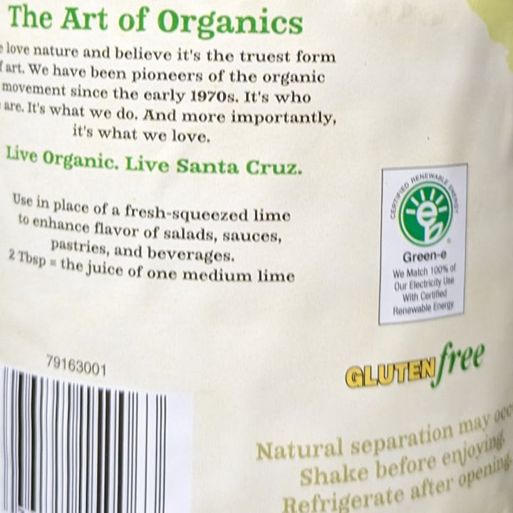 photo of Santa Cruz Organic organic lime juice shared by @brtjohns on  11 Nov 2023 - review