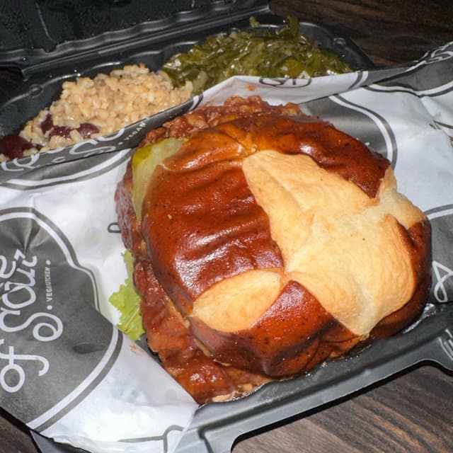 Photo of the dish “BBQ Crispy Fried “Chicken” Sandwich with 2 Sides”
