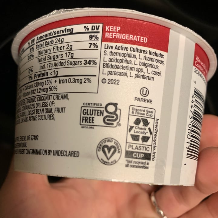 photo of So Delicious Dairy Free coconut yogurt raspberry shared by @rochi09 on  15 Apr 2024 - review