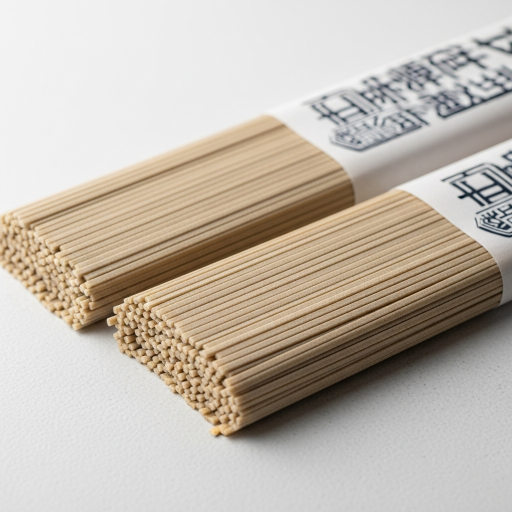 Uncooked soba noodles in packaging