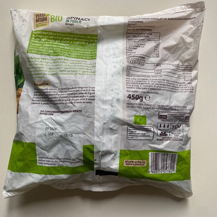 photo of Verso Natura Conad Veg Spinaci in foglie bio shared by @lauradeluca on  29 Nov 2023 - review
