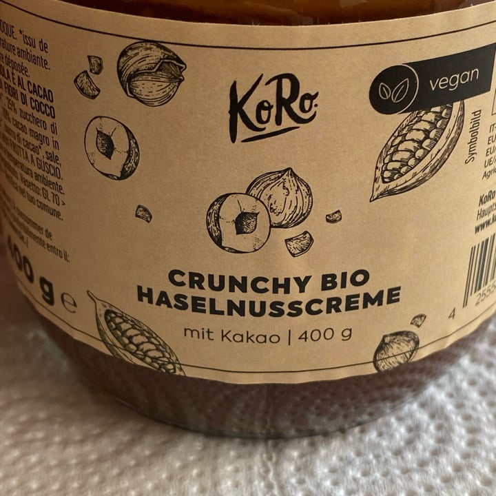 photo of Koro Crema di nocciole e cacao crunchy bio shared by @aleglass on  31 Dec 2024 - review