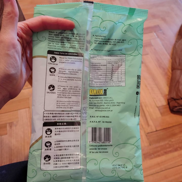 photo of Orox alimentos Fideos de arroz spaghetti con espinaca shared by @ncdn on  25 Sep 2025 - review