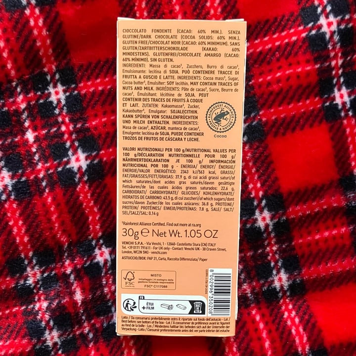 photo of Venchi Cioccolato Fondente dark 60% shared by @giulz on  21 Feb 2025 - review
