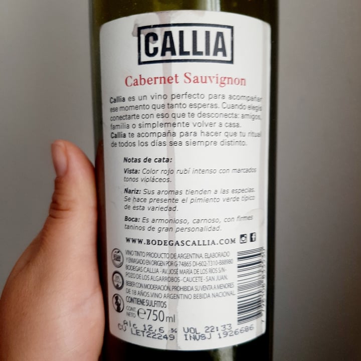 photo of Bodega Callia Cabernet Suavignon shared by @melibustos on  02 Apr 2024 - review