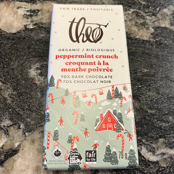 photo of Theo Chocolate Peppermint Crunch 70% Dark Chocolate shared by @ecoveg on  30 Dec 2023 - review