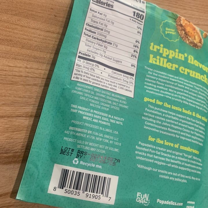 photo of popadelics rad rosemary and sea salt crunchy mushroom chips shared by @madib on  06 Sep 2024 - review