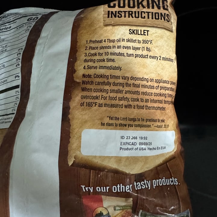 photo of Tj Farms Select Shredded Hash Brown Potatoes shared by @onehungryvegan on  08 Oct 2025 - review