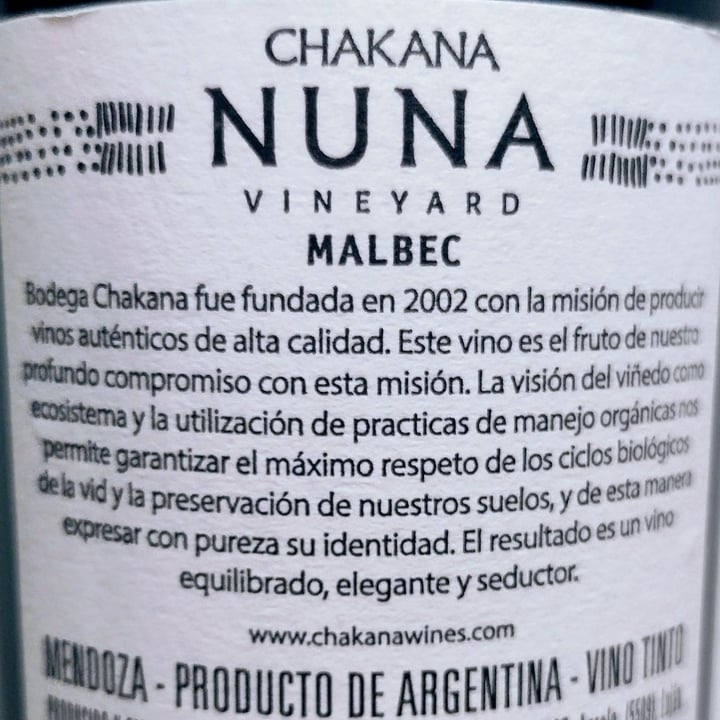 photo of Chakana wines Nuna Malbec shared by @alejandraglck on  18 Sep 2023 - review