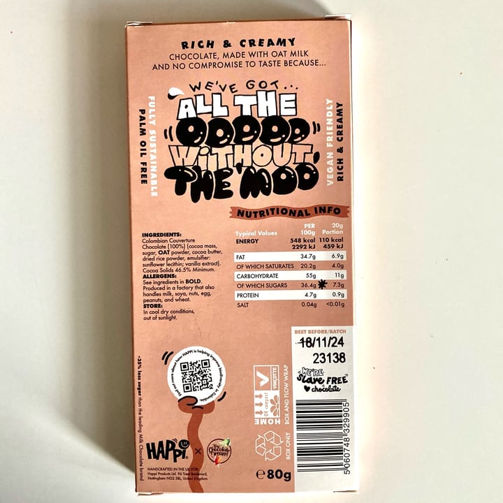 photo of Happi Oat Milk Chocolate shared by @mikadog on  04 Oct 2023 - review