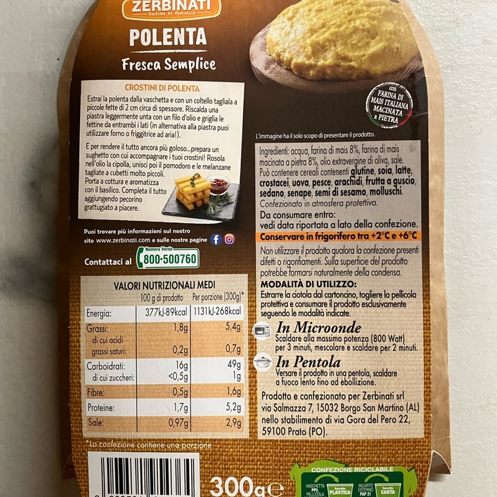 photo of Zerbinati polenta fresca semplice shared by @lucciola on  02 May 2024 - review