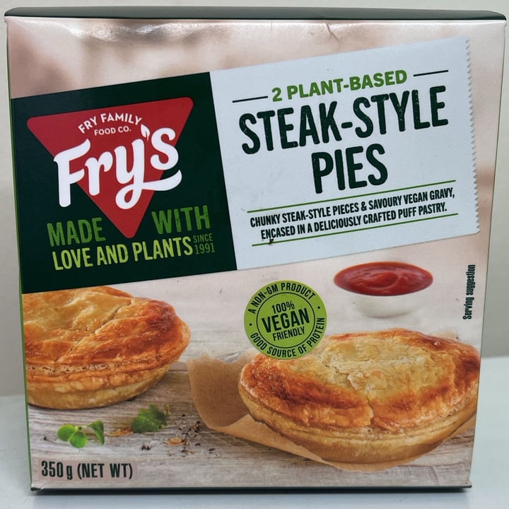 photo of Fry's Family Food steak-style pies shared by @veganadam on  22 Mar 2024 - review