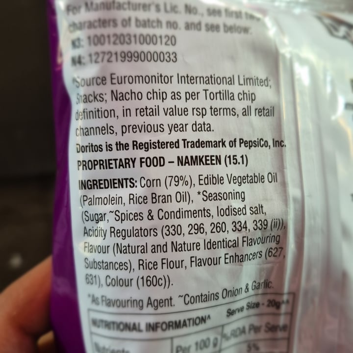 photo of Doritos Doritos Spicy Sweet Chili chips shared by @indianveganstuff on  02 Aug 2025 - review